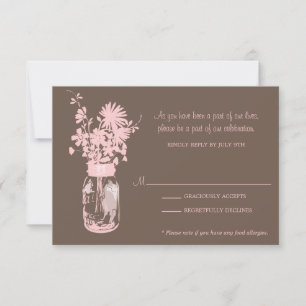 RSVP Card Wild Flowers & Mason Jar