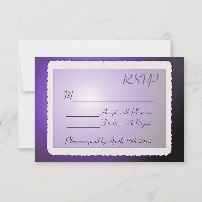 RSVP card with vintage border. (Front)