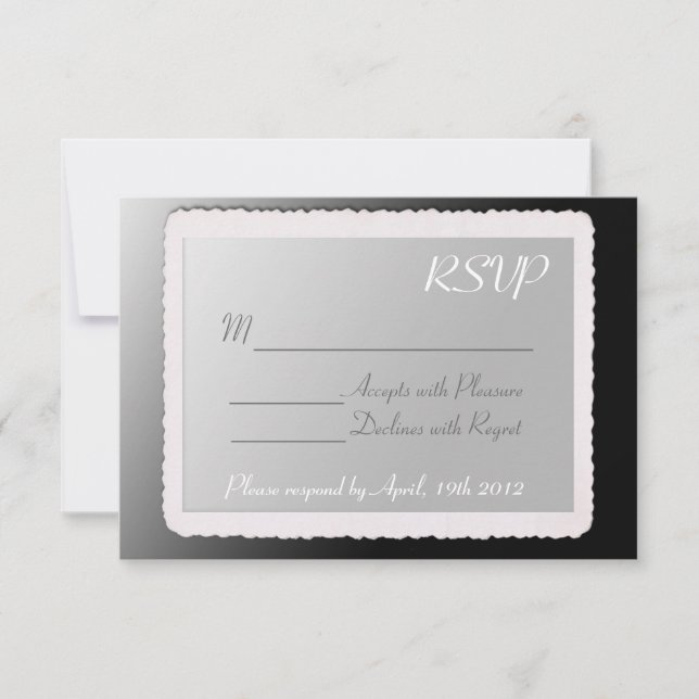 RSVP card with vintage border. (Front)