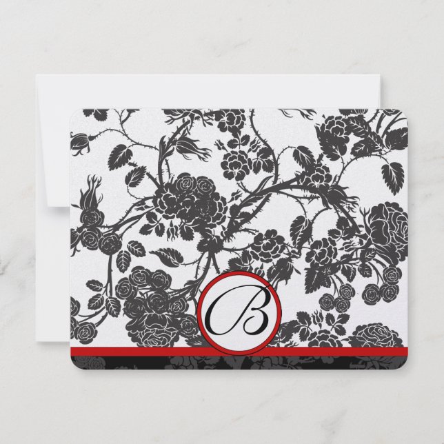 RSVP Cards-Black Roses Red Trim - faded pattern Card (Front)