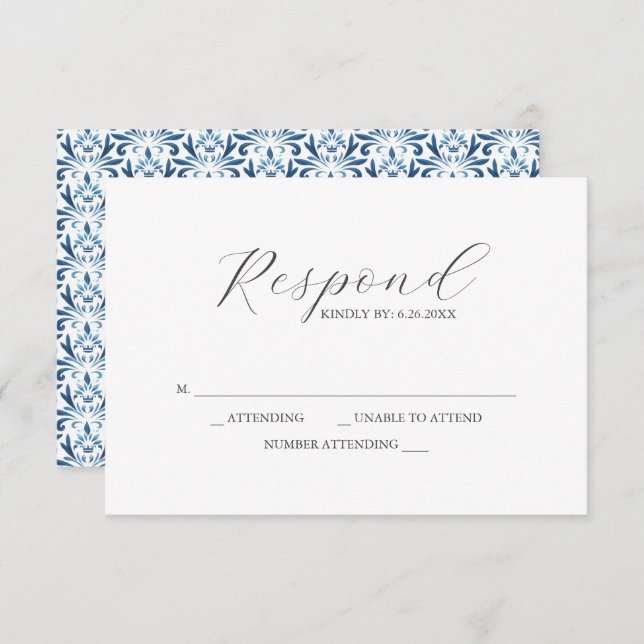 RSVP Cards Blue Pattern (Front/Back)