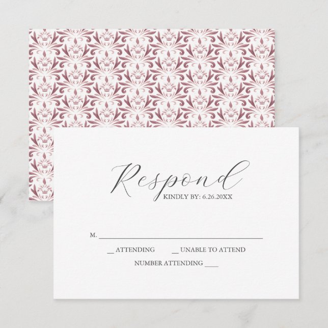 RSVP Cards Dusty Pink Pattern (Front/Back)