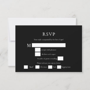 RSVP Cards for Wedding black and white Simple