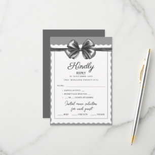 RSVP Cards Luxurious Black Bow Wedding.