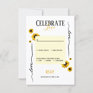 RSVP celebrate love and golden sunflowers Invitation