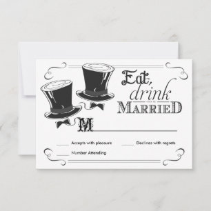 RSVP Chalkboard Gay Wedding Top Hats Card