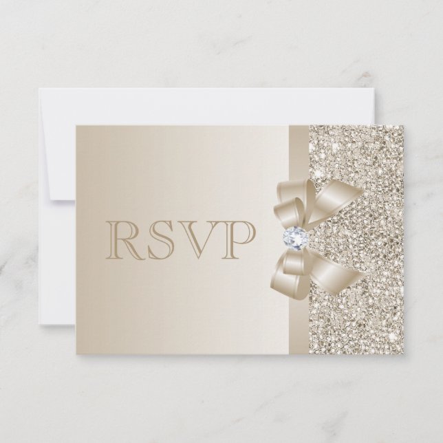 RSVP Champagne Sequins, Bow & Diamond RSVP (Front)