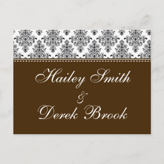 RSVP - Chocolate & White text Invitation Postcard