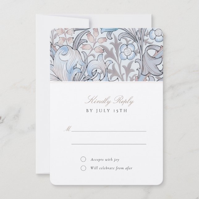 RSVP Classic Golden Lily Pastel Wedding Reply Invitation (Front)