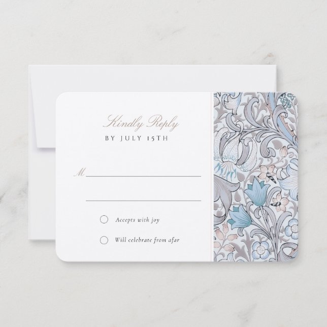 RSVP Classic Golden Lily Pastel Wedding Reply Invitation (Front)