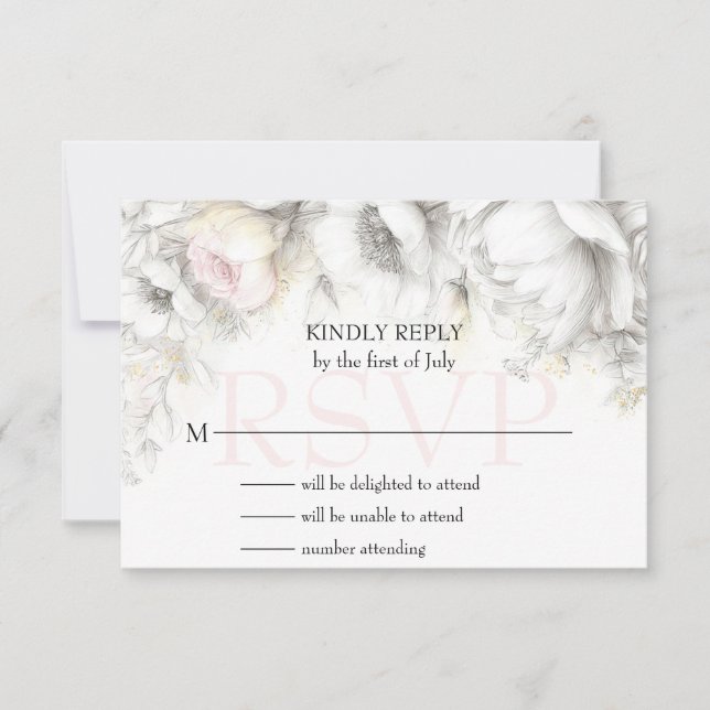 RSVP Classic Modern Ivory and Blush Floral  Card (Front)