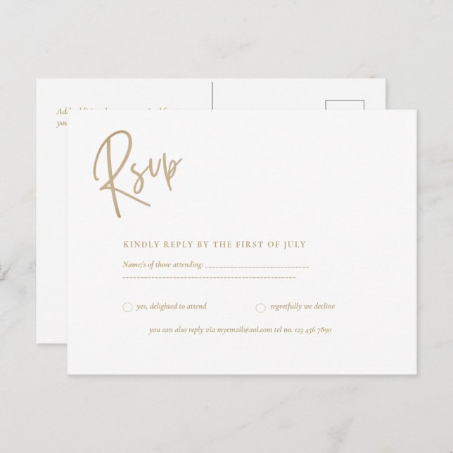 RSVP -  Classic White Gold  Postcard (Front/Back)