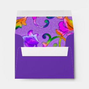 RSVP Colourful Painted Damask Purple Envelope