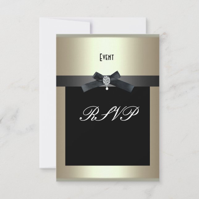 RSVP Corporate Event Formal Black Tie Champagne Card (Front)