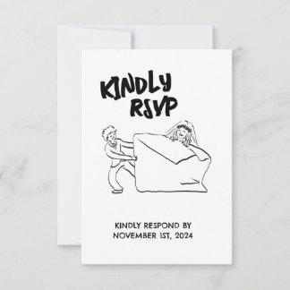 RSVP Cute Couple Illustration Card