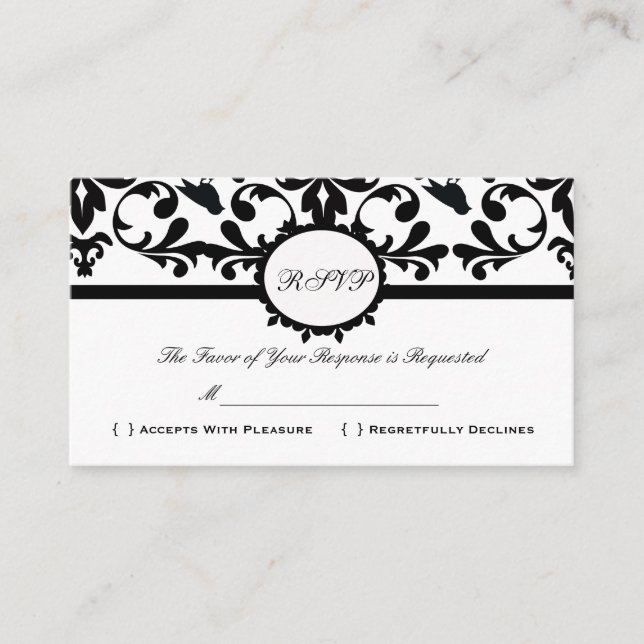 RSVP Damask Vintage Custom Wedding Response Card (Front)