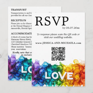 🌈 RSVP+Details LGBTQ Painted With Love Enclosure Card