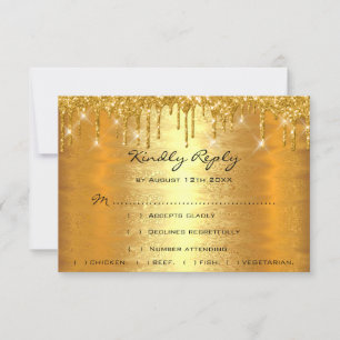 RSVP Drips Gold Spark Wedding Anniversary Lux Card