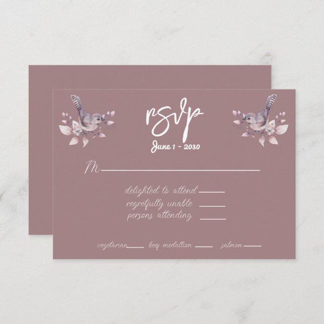 RSVP Dusty Burgundy Watercolor  (Front/Back)