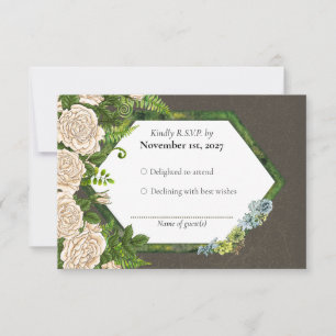 RSVP Earthy rustic rose fern card with lichen