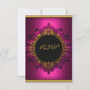 RSVP Elegant Birthday Party Dark Pink Black Gold