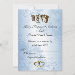 RSVP elegant Blue satin wedding Invitation