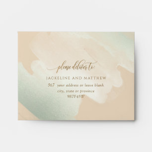 RSVP Elegant Cream and Green Brush Strokes, Envelope