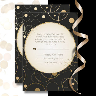 RSVP Elegant Dinner Choice Gold Sparkle Black Card