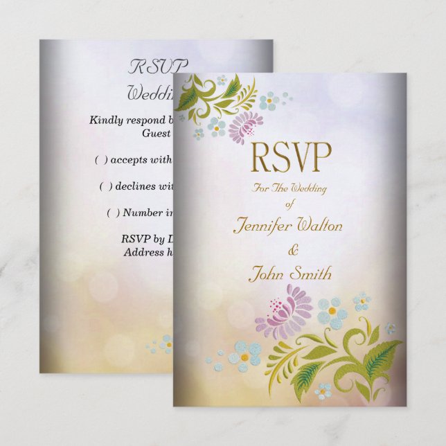 RSVP Elegant Event Gold Silver White Invitation (Front/Back)