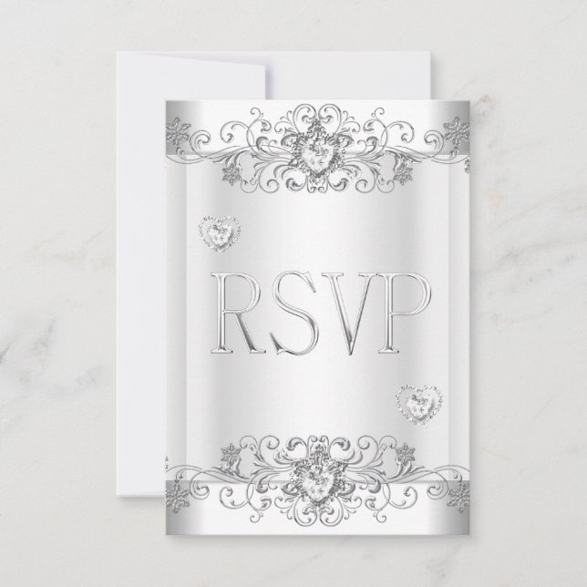 RSVP Elegant Event Silver White Card (Front)