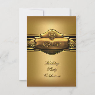 RSVP Elegant Gold Birthday Party Mens Invitation