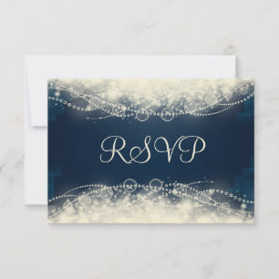 RSVP Elegant Lace and Pearls on Dark Blue Card