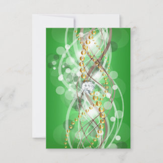 RSVP Elegant Lime Green Gold Diamond Jewel Party Card