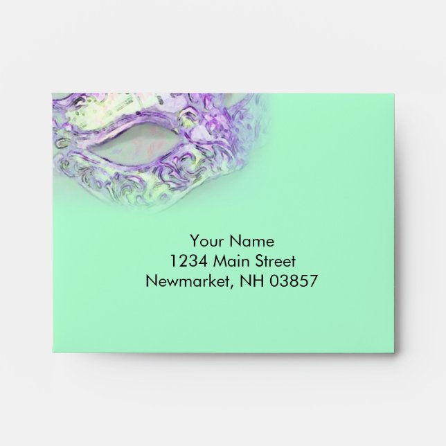 RSVP Elegant Masquerade Aqua and Purple Envelopes (Front)