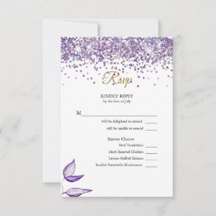 RSVP Elegant Purple Glitter and Foliage Card