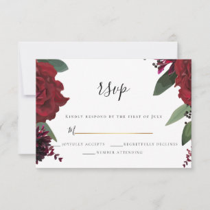 RSVP Elegant Rich Burgundy Marsala Floral Card