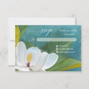 RSVP Elegant Romantic Magnolia Floral Typography Card