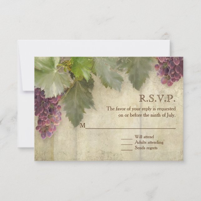 RSVP Elegant Rustic Vineyard Winery Wedding (Front)