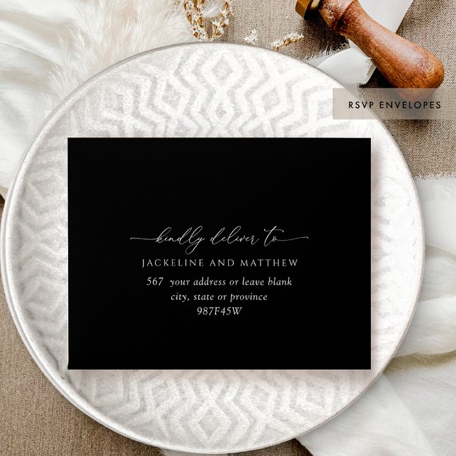 RSVP Elegant Script, Addressed, Black and White Envelope (Creator Uploaded)