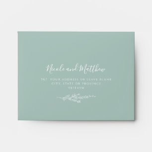 RSVP, Elegant Silver Sage Watercolor Envelope