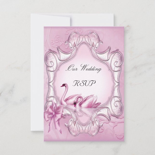 RSVP Elegant Wedding Pink Swans Heart (Front)