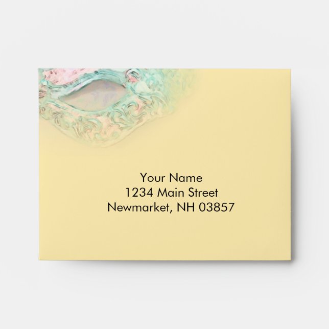 RSVP Elegant Yellow and Aqua Masquerade Envelopes (Front)
