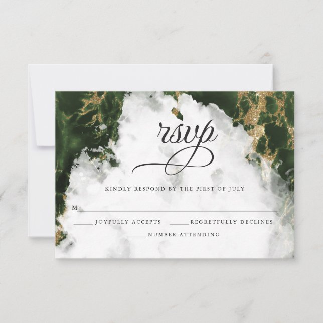 RSVP | Emerald Green Watercolor  BarefootBride™ Card (Front)