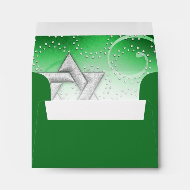 RSVP Emerald Shimmer Star of David Envelope (Back (Bottom))