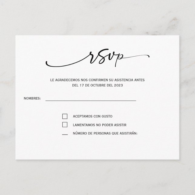 Rsvp en boda española postcard (Front)