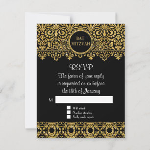 RSVP English Manor Black Gold Art Deco Nouveau Card