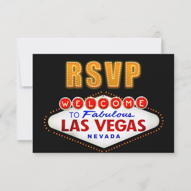 RSVP Fabulous Las Vegas Sign Casino Night RSVP Card (Front)