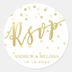 RSVP Faux Gold Brush Script Wedding Sticker