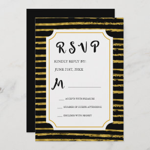 RSVP Faux Gold Foil and Black Wedding Invitation