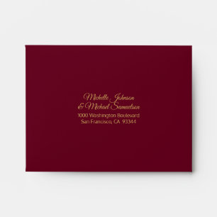 RSVP Faux Gold Foil Insert BURGUNDY Red Wedding Envelope